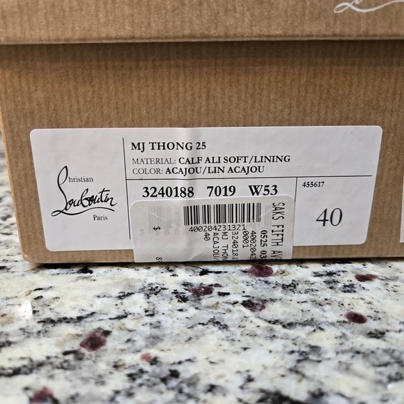 NEW Christian Louboutin MJ Thong 25 Tan T-Strap Croc Leather Sandals - Picture 11 of 11